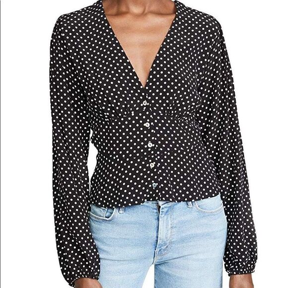 Free People Polka Dot Buttoned Blouse - Picture 1 of 3